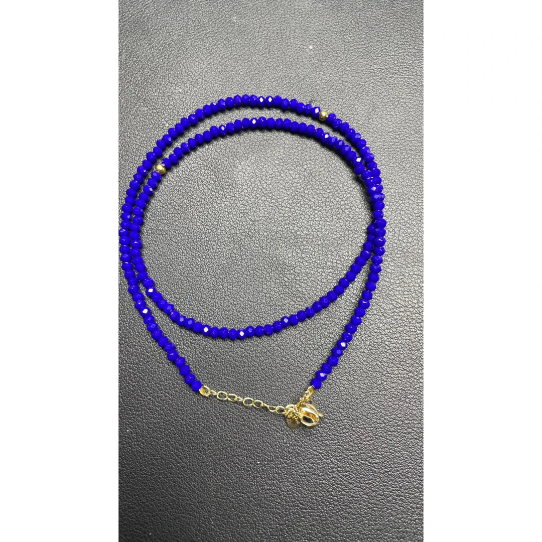 76号3.3mm精品蓝色刻面珠项链