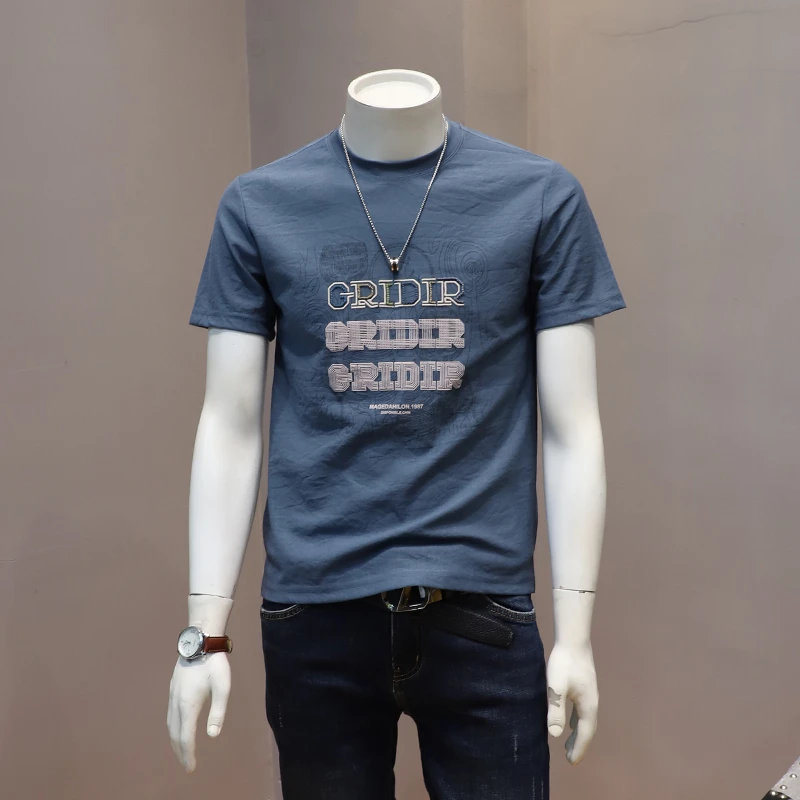 劳玛杜伽男士圆领夏季薄款短袖t恤衫男韩版印花潮流半袖男款上衣