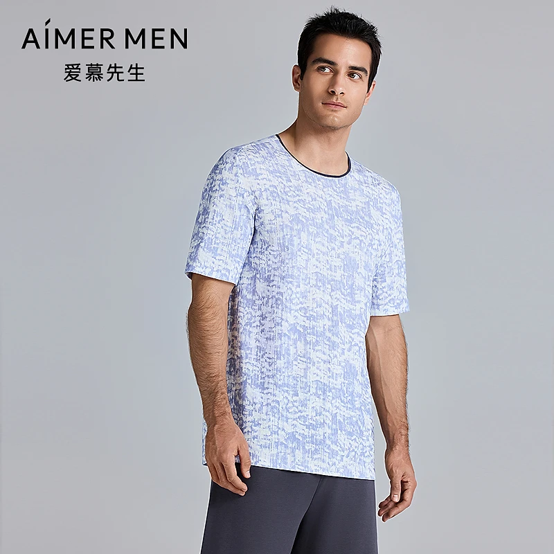 爱慕先生25SS海藻睡眠衣圆领套头短袖NS41M322