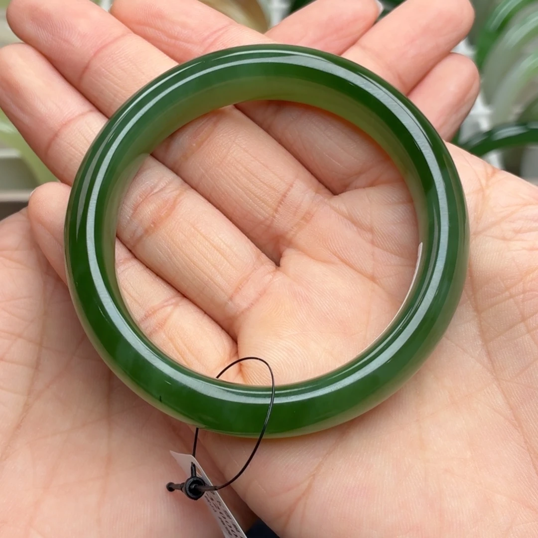 和田玉未镶嵌手镯碧玉猫眼53号