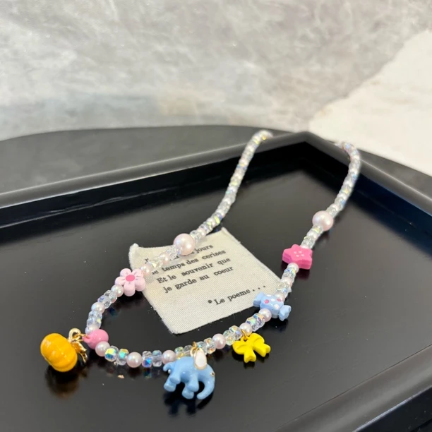 铜合金仿水晶项链 大象南瓜项链XL3076