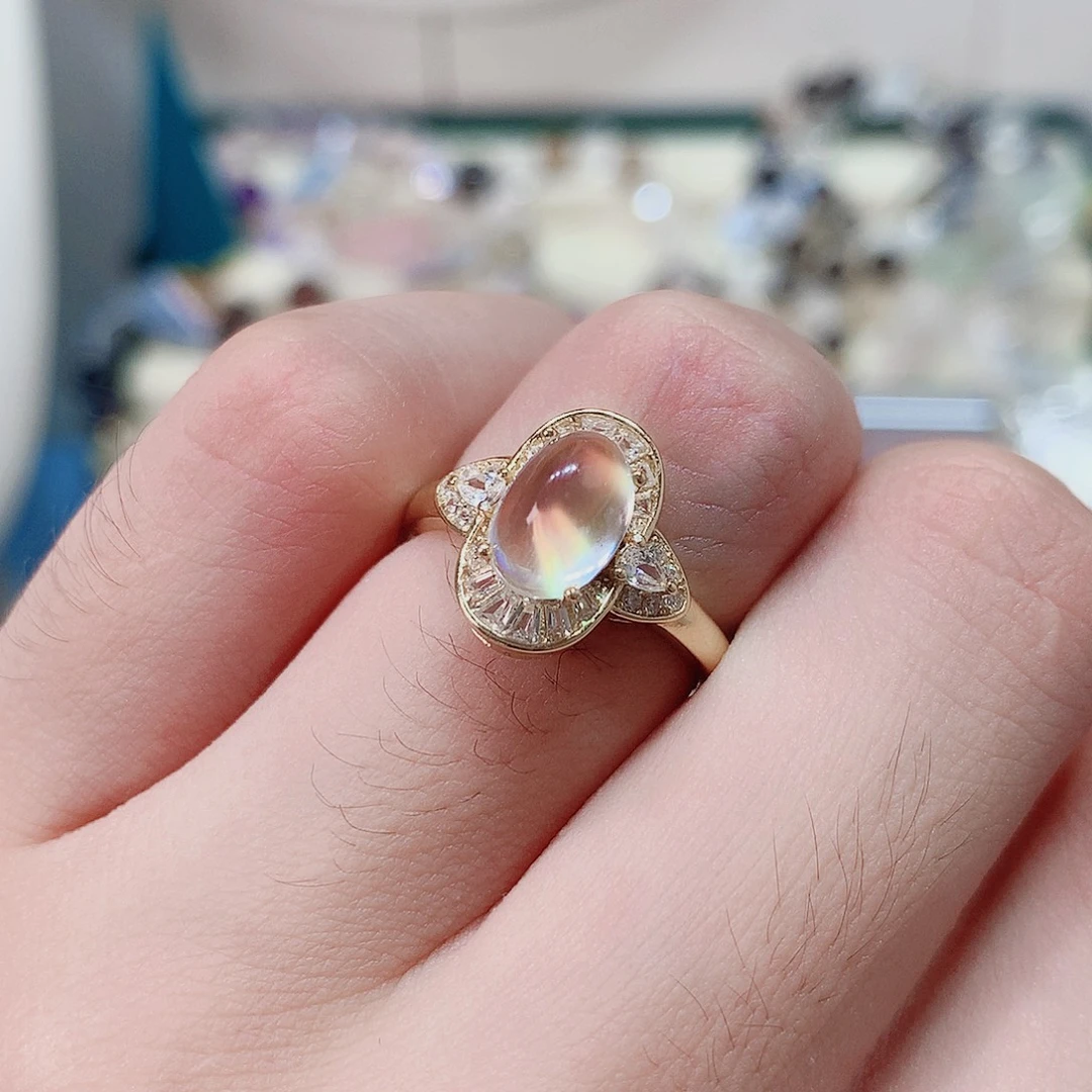 戒指戒指银S925镶嵌月光石