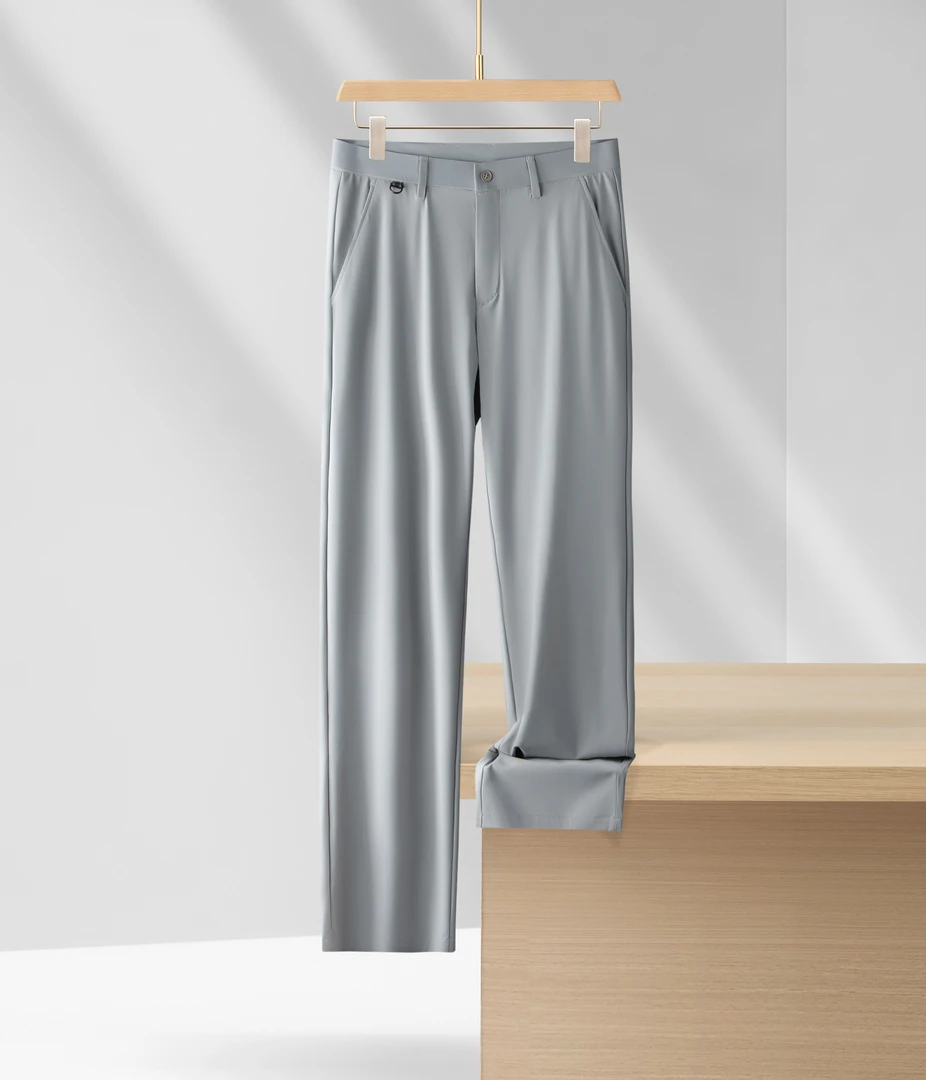 夏季男士冰丝长裤大码透气休闲裤轻商务男裤薄款垂感高弹力舒适