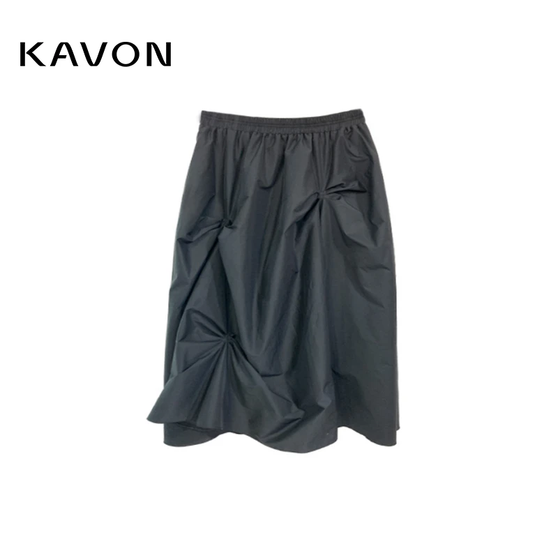 【晨粉专享价】轻职风高腰抽褶半身裙时尚A字不规则气质ZC3A701AC