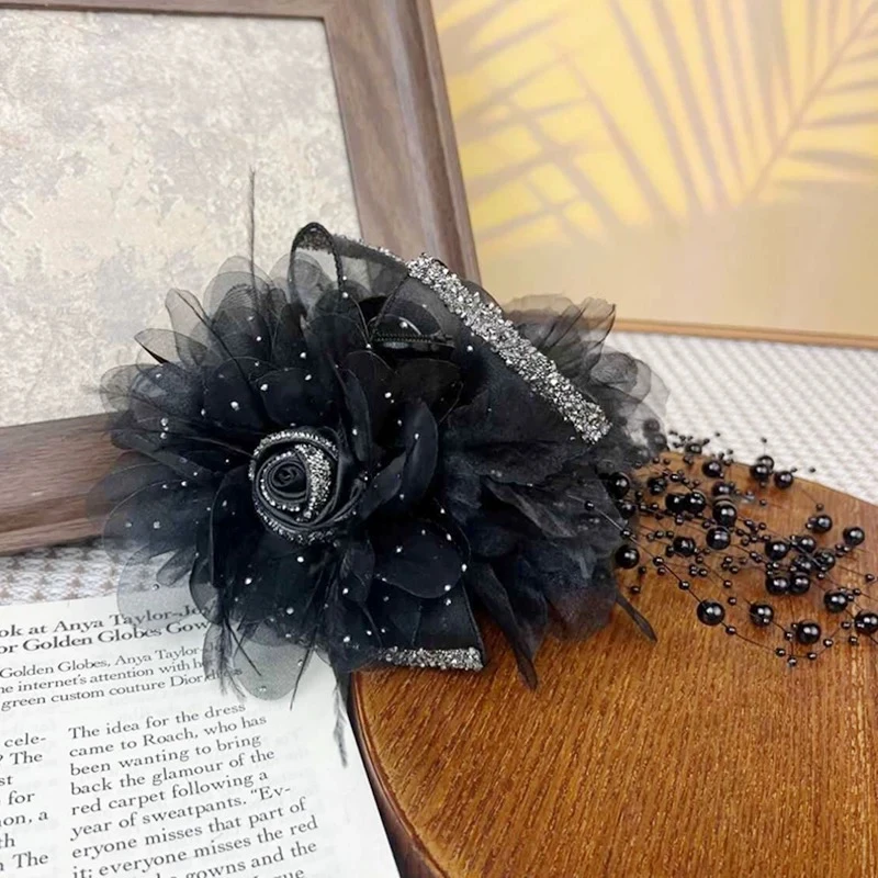 抓夹大号满天星花朵流苏发卡显发量后脑勺鲨鱼夹盘发马尾发抓3042