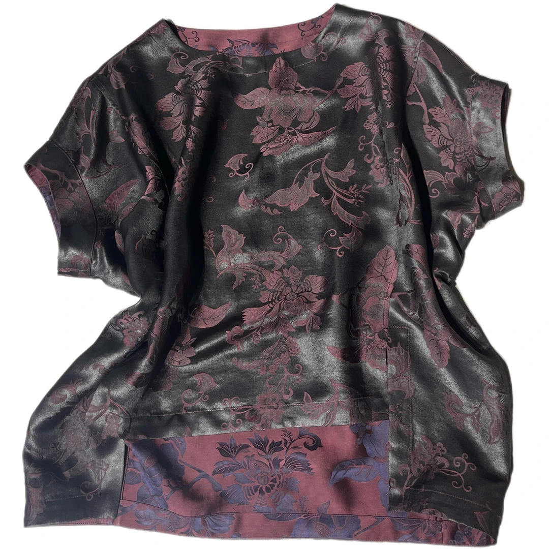 【非遗香云纱】45姆米重缎圆领双面双穿夏季宽松休闲百搭衬衫