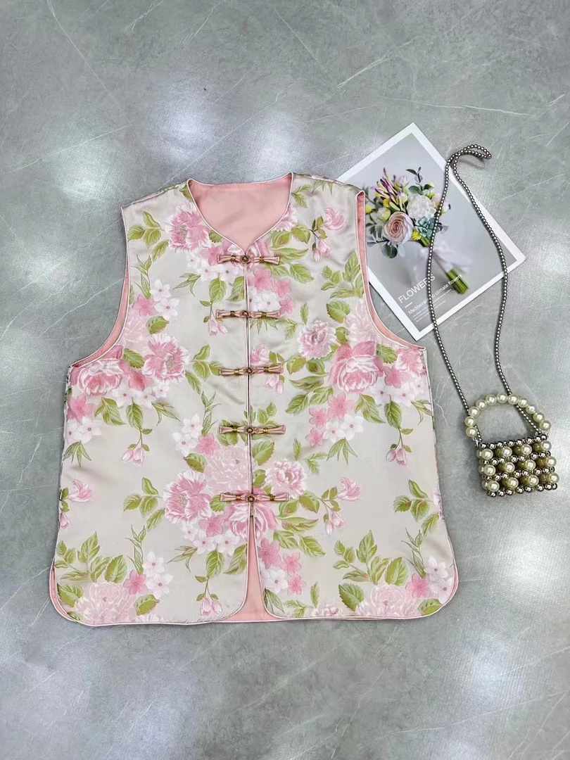 （宁家）新中式国风减龄大码刺绣花朵马甲