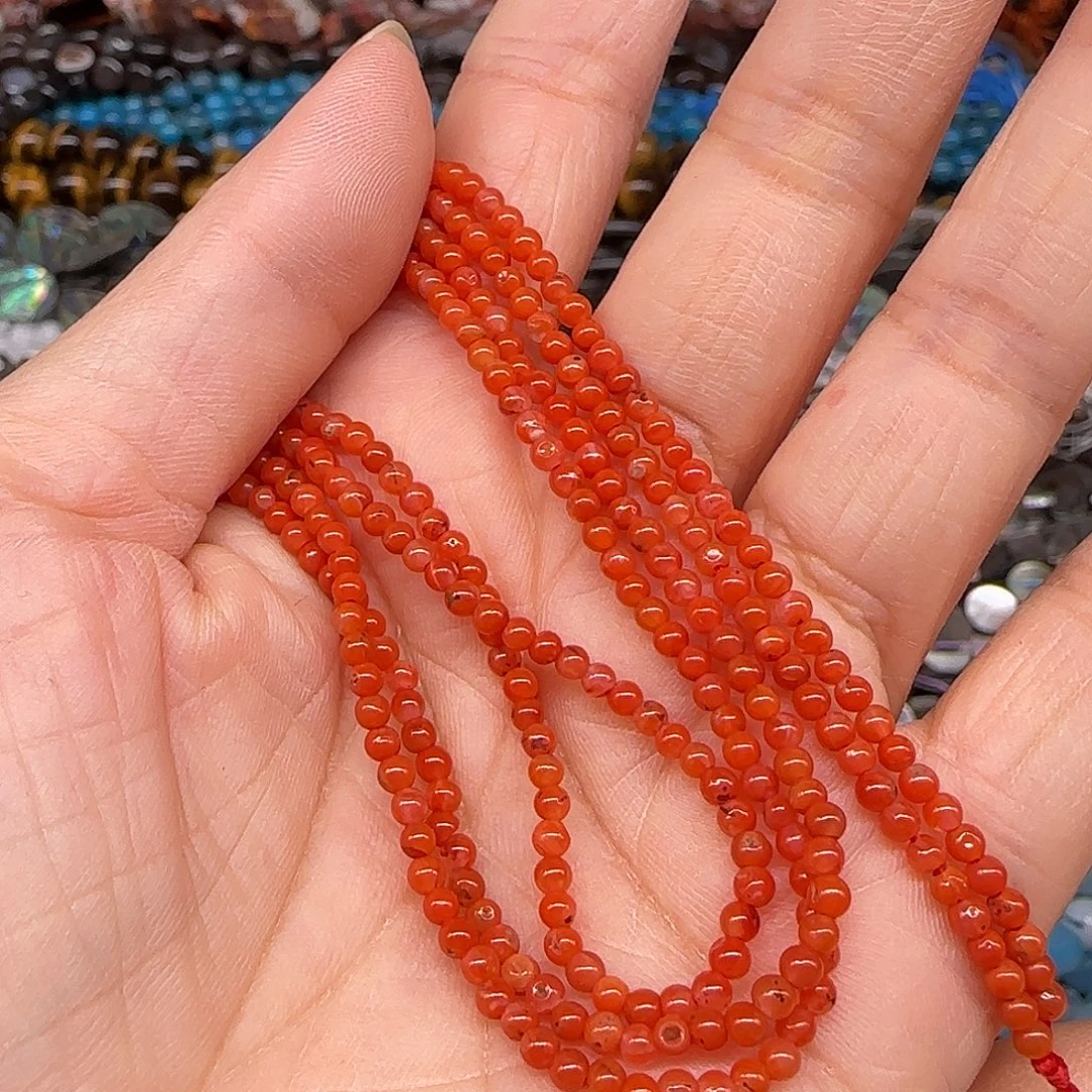 玛瑙/玉髓合金珠宝半成品南红2mm一条加长
