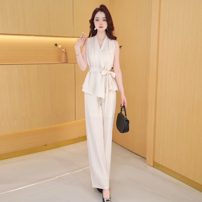 【两件套】夏季时尚女神修身洋气宽松气质休闲百搭显瘦减龄女装套裤