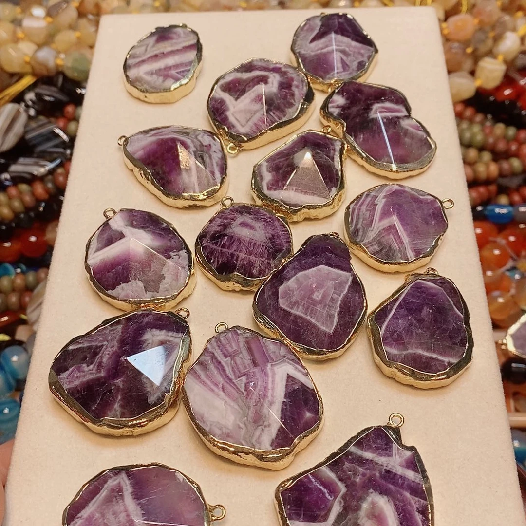 玛瑙/玉髓未镶嵌珠宝半成品天然紫水晶吊坠一颗