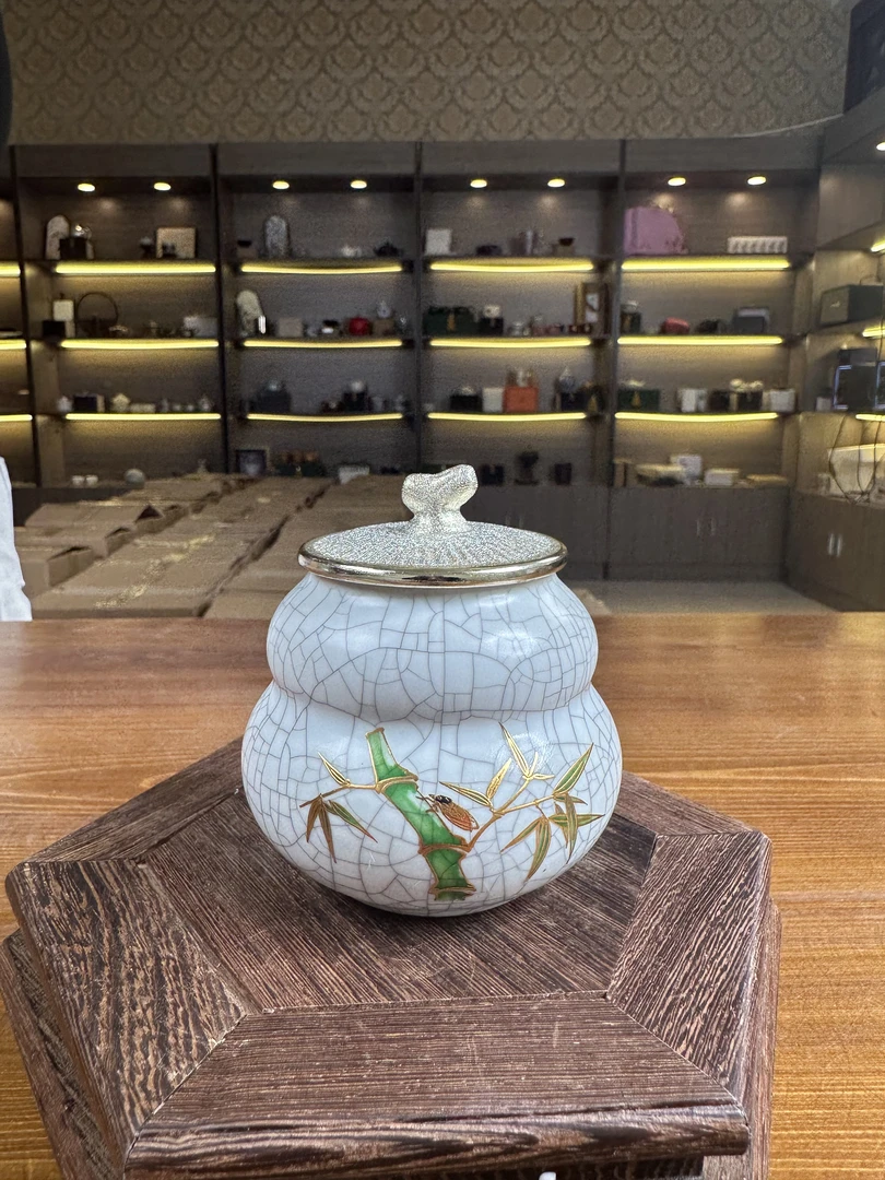 【闪购商品】c汝窑葫芦小号茶叶罐陶瓷密封罐