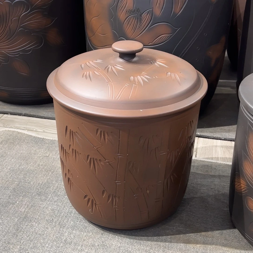 7饼茶缸纯手工古铜色竹子