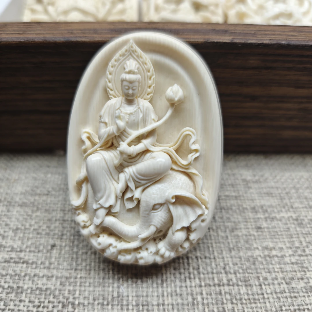 天然猛犸象牙普贤菩萨八大守护吊坠