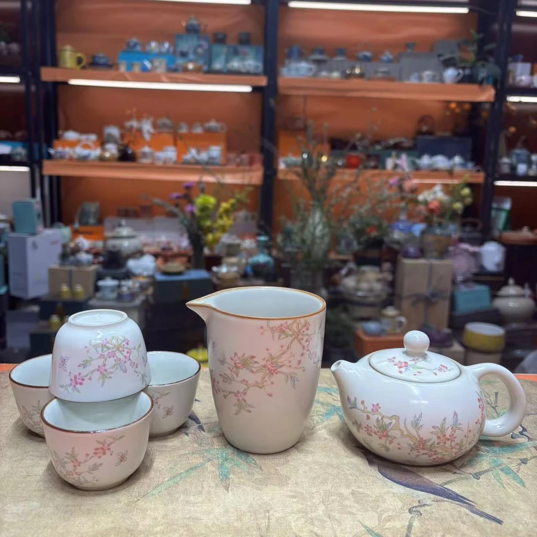 友名 锦上添花紫藤花西施壶一壶四杯小套装功夫茶具无礼盒-5327