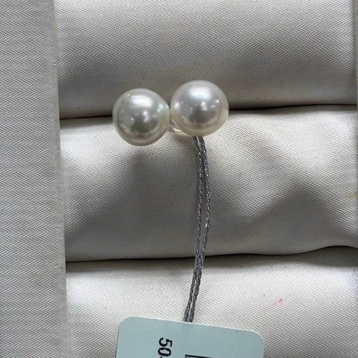 银S925镶嵌耳饰海水珍珠7-8mm53号