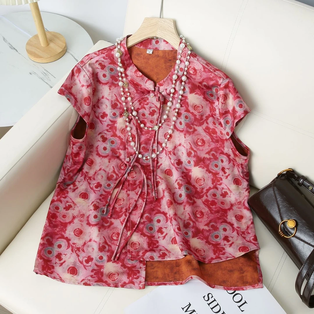 【梦琪专属】小飞袖提花短袖碎花常规款小飞袖薄款上衣宽松小衫女装