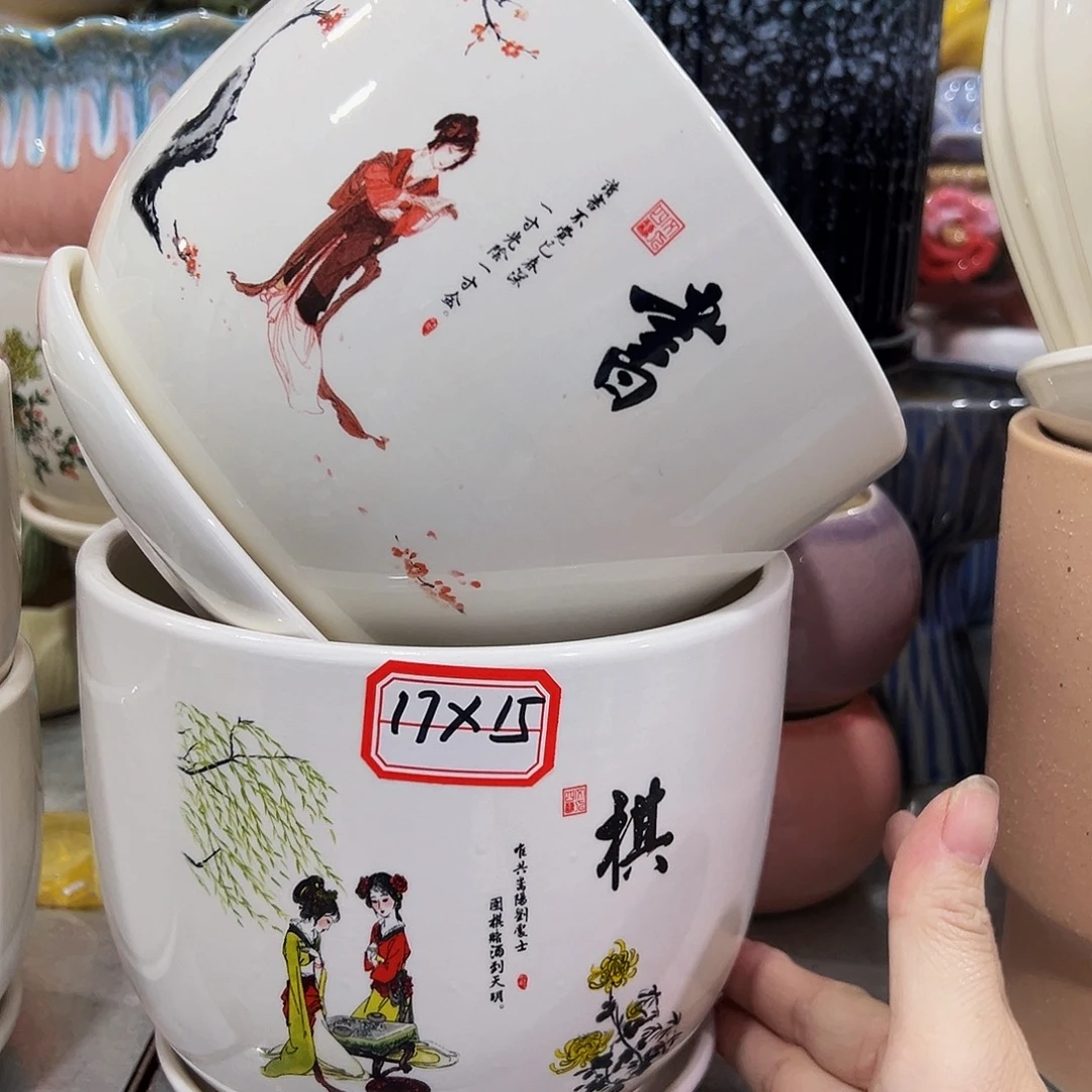 外贸尾单陶瓷花盆凑10米包邮