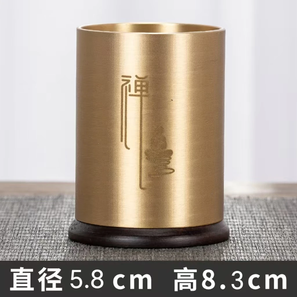 中号铜木茶筒茶道筒笔筒茶道配件单个茶筒泡茶工具茶桌摆件收纳罐