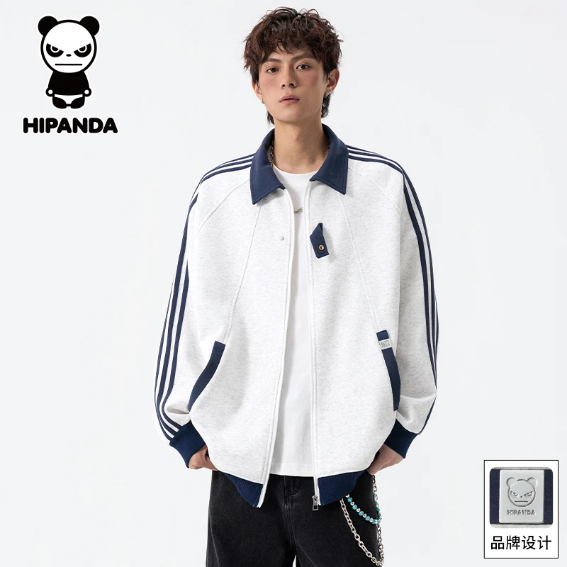 HiPanda你好熊猫美式休闲外套秋季潮流轻奢百搭宽松翻领夹克男士