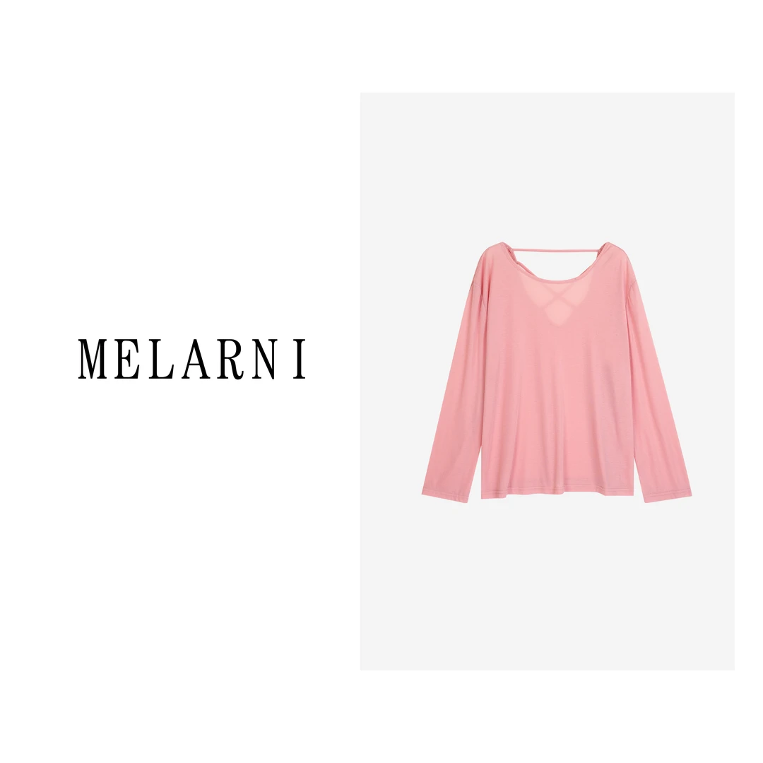 【MELARNI】2025夏季百搭凉感打底宽松纯色小衫MLN10077