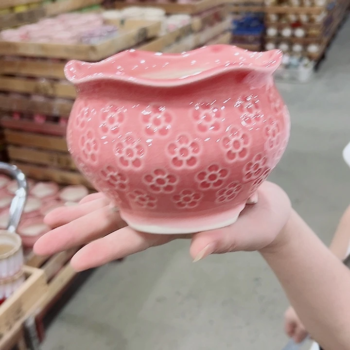 有孔.凑满10元发货多肉陶瓷花盆！