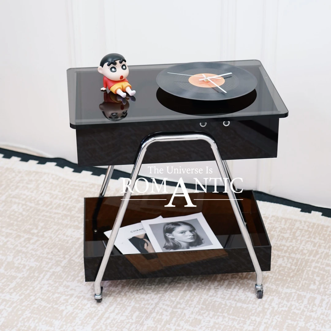 中古风亚克力轻奢高级感网红边几可移动可折叠卧室床头柜客厅茶几