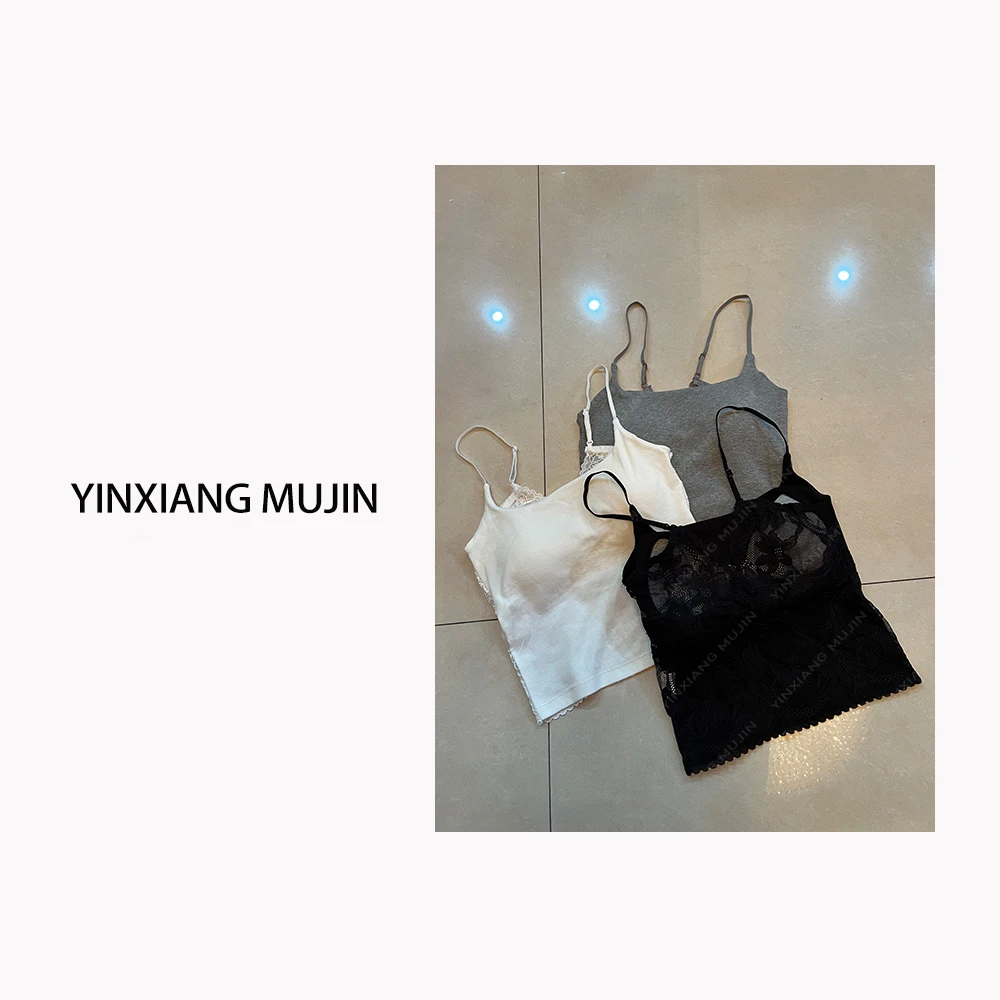 【YINXIANG MUJIN】蝴蝶蕾丝美背 秋季新款时尚百搭短款打底吊带女