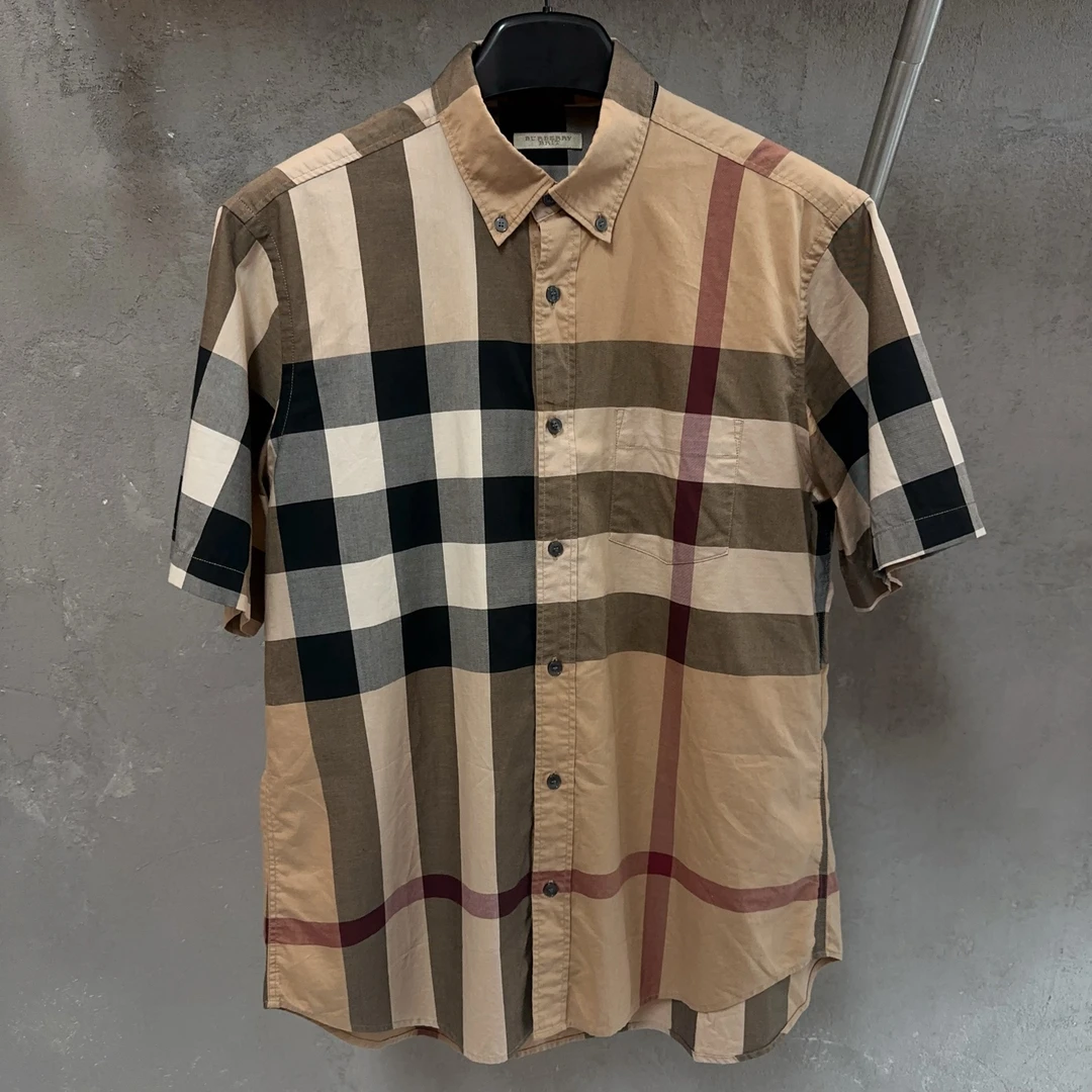 99新 BURBERRY/博柏利 y099/XL码/经典格纹衬衫短袖