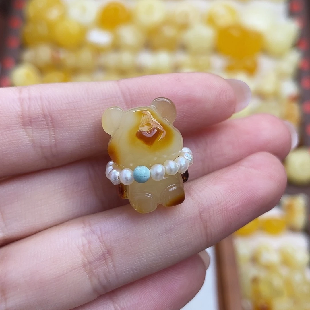 疗***方未镶嵌琥珀珠宝奇石小熊围脖