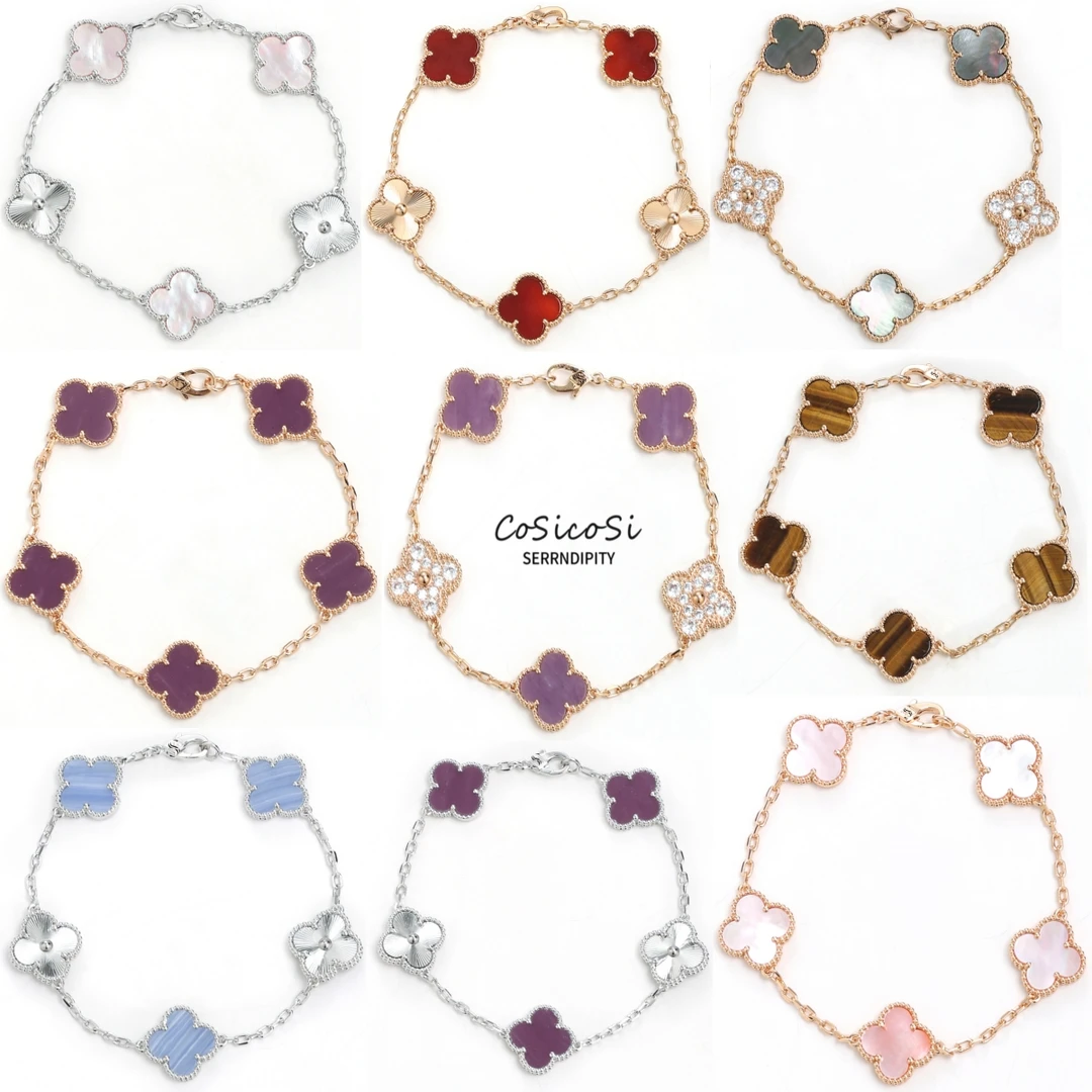 V金CNC精工轻奢五花四叶草手链小众高级感ins风