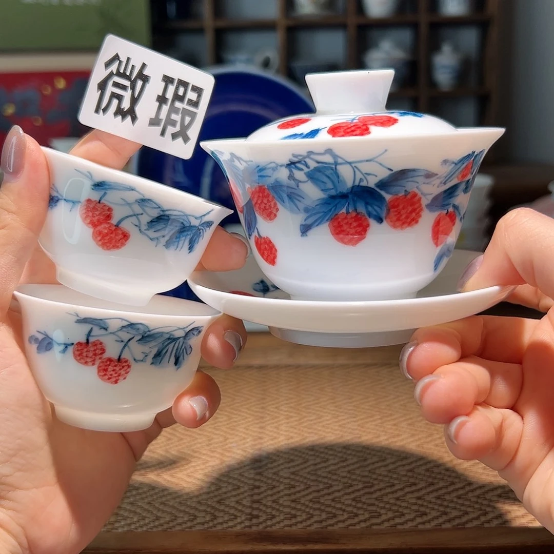 【闪购商品】微瑕 手绘 盖碗