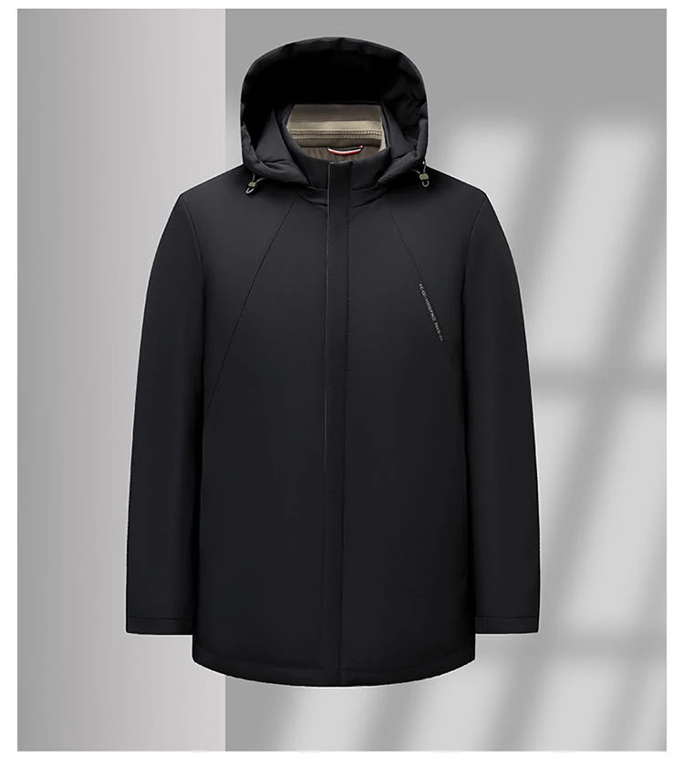 【668-nrg】男士休闲连帽中长款商务保暖冬季时尚加厚防风夹克
