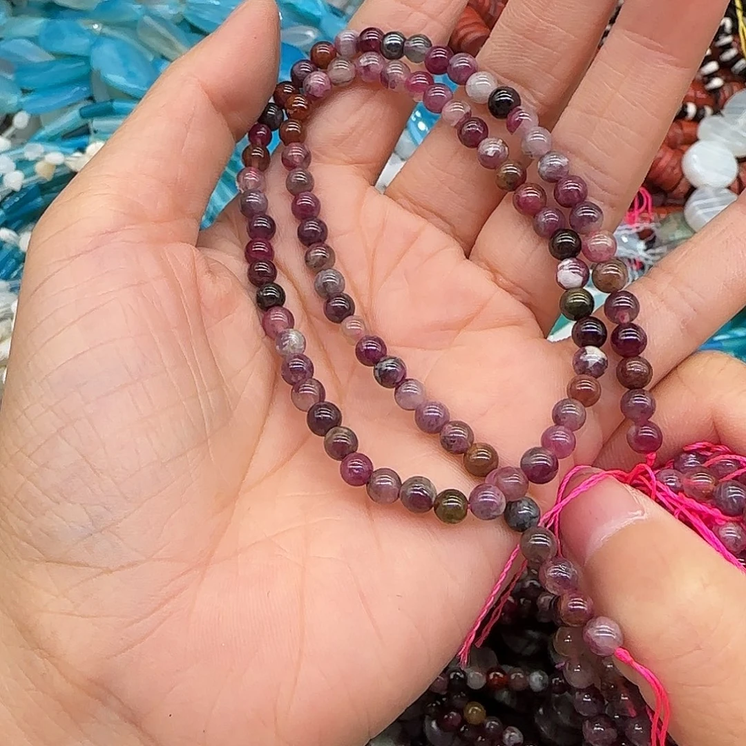 玛瑙/玉髓合金珠宝半成品碧玺4mm一条