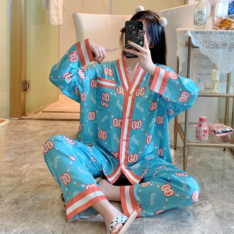 睡衣女款爆款2025新款冰雪丝开衫空调房必备-22019