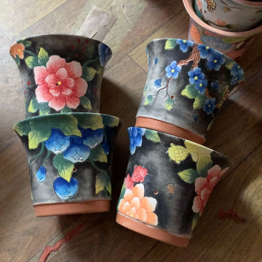 福利花盆，手绘花盆