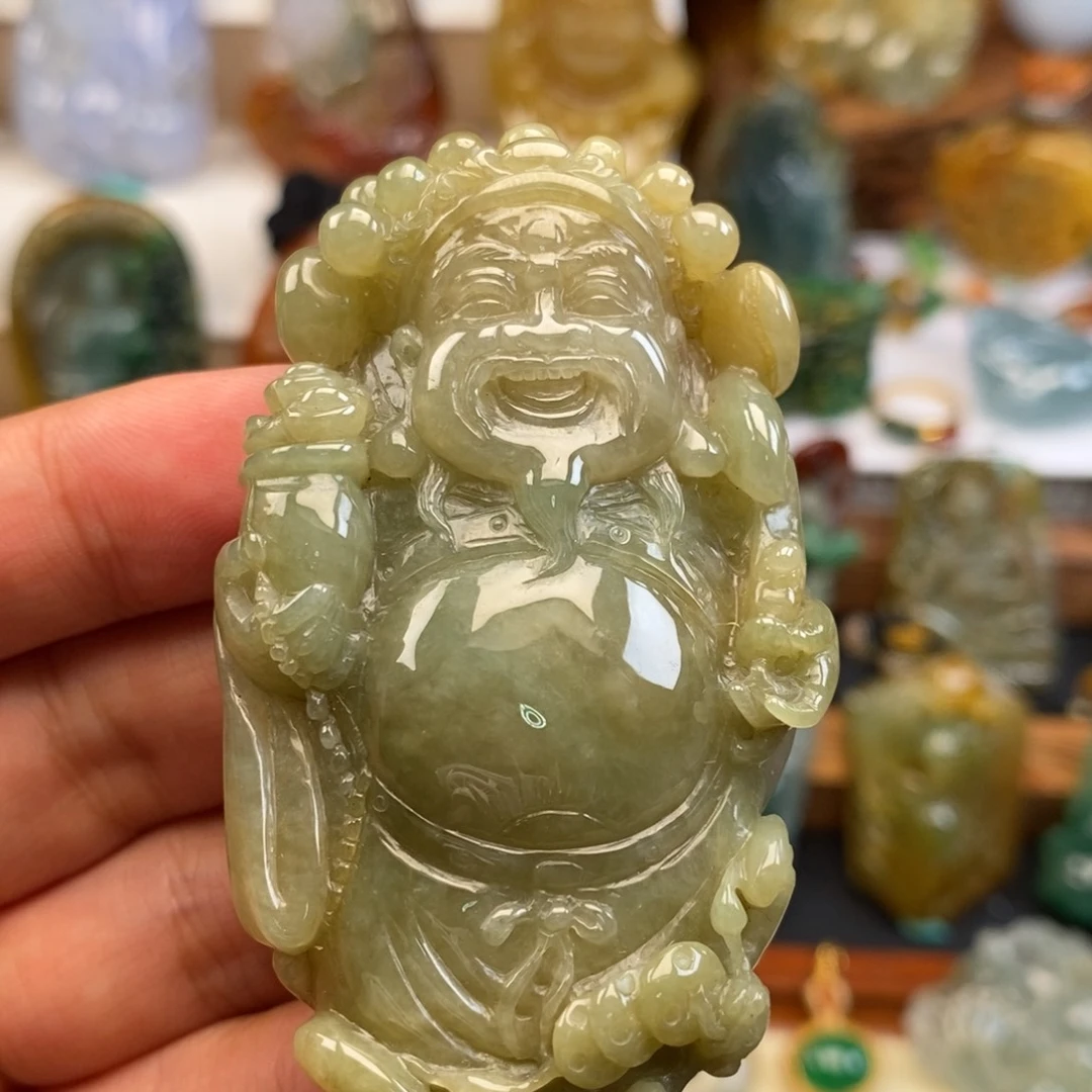 颈饰未镶嵌翡翠缅甸天然翡翠财神挂件