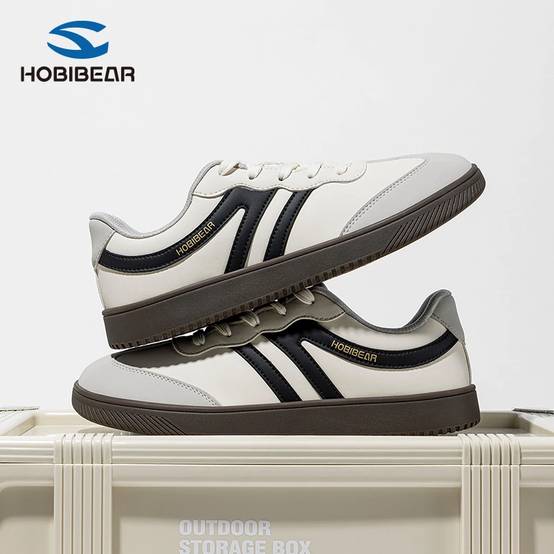 HOBIBEAR男士2025秋冬宽楦男鞋时尚百搭潮鞋低帮休闲鞋德训鞋
