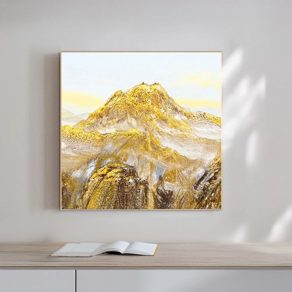 手绘油画抽象背靠金山玄关装饰画现代轻奢大幅背景墙定制肌理挂画