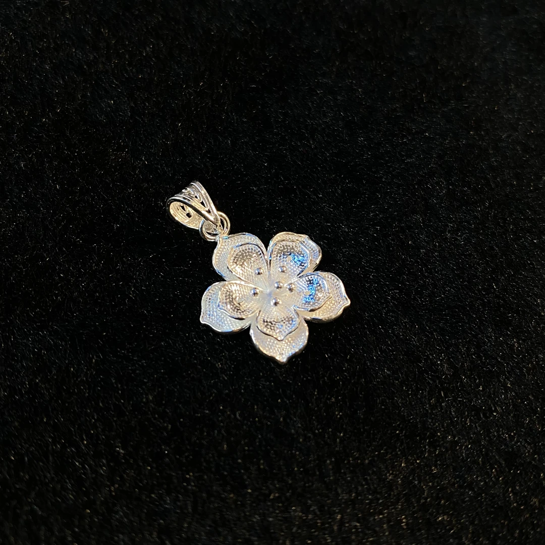 足银银制品 【铭记珠宝】足银花吊坠3-2DM249H287