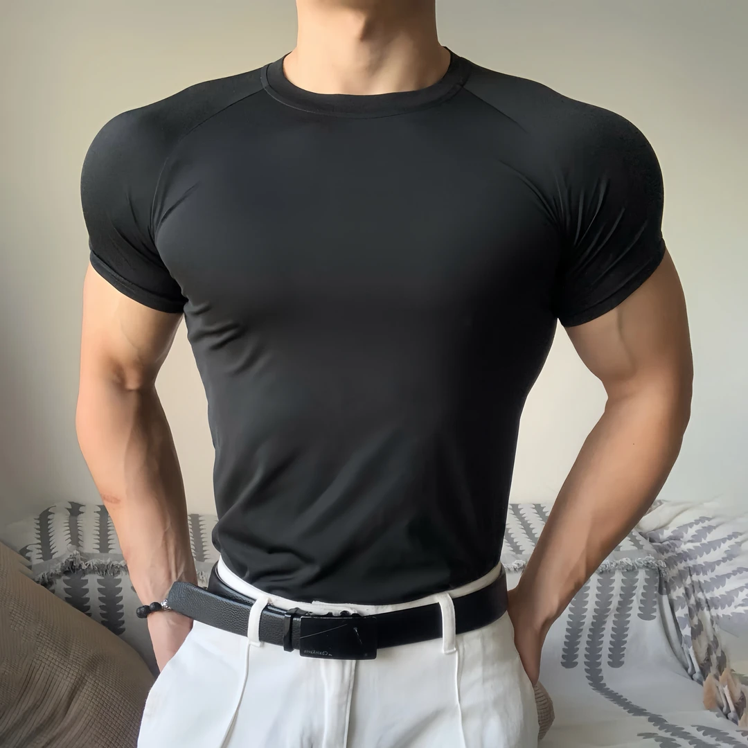 张力三分短袖伏黑甚尔同款运动健身紧身衣圆领休闲T恤男士背心潮