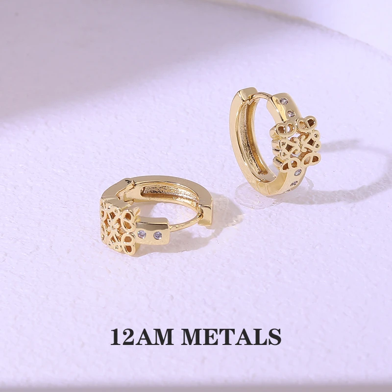 铜合金合成锆石耳饰 显瘦时尚百搭复古欧美防紫外线ins耳环QC2744