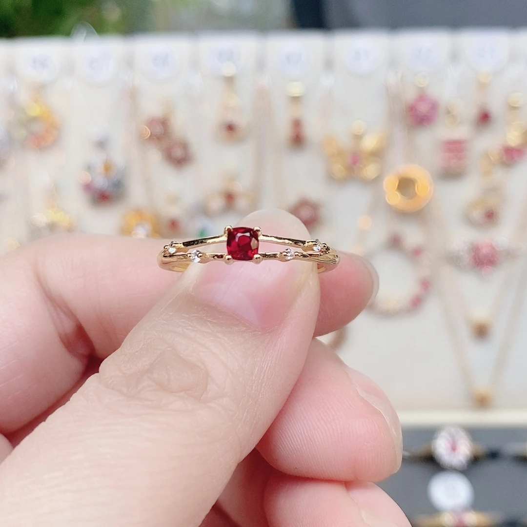 戒指尖晶石银S925镶嵌