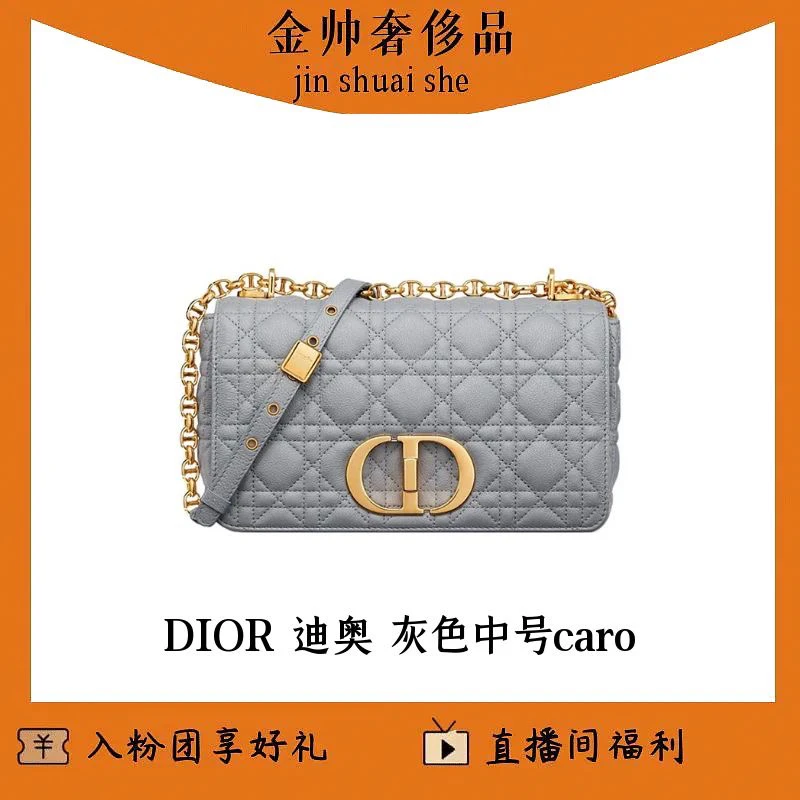99新 DIOR/迪奥 雾霾蓝/中号/caro/单肩包/B3347
