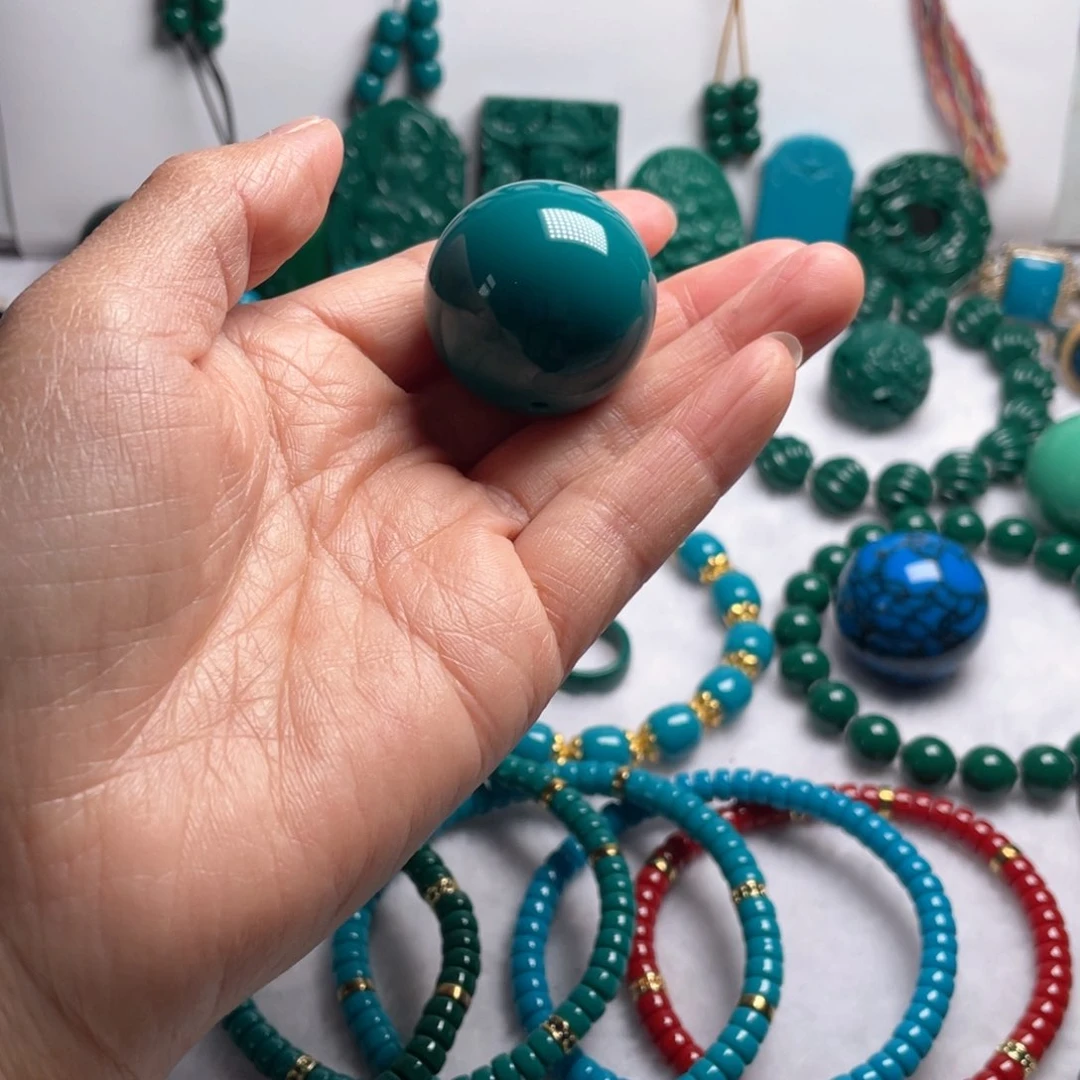 石材一卡30蓝绿色圆珠