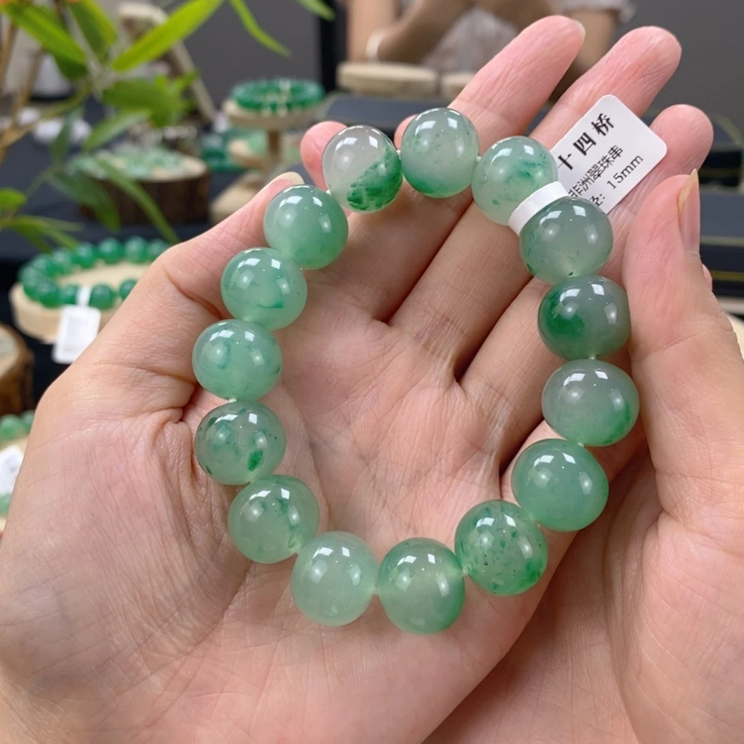 石英质玉手串银S925镀金镶嵌