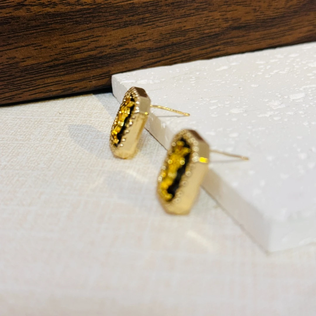 铜合金锆石耳饰 小众设计耳饰5003