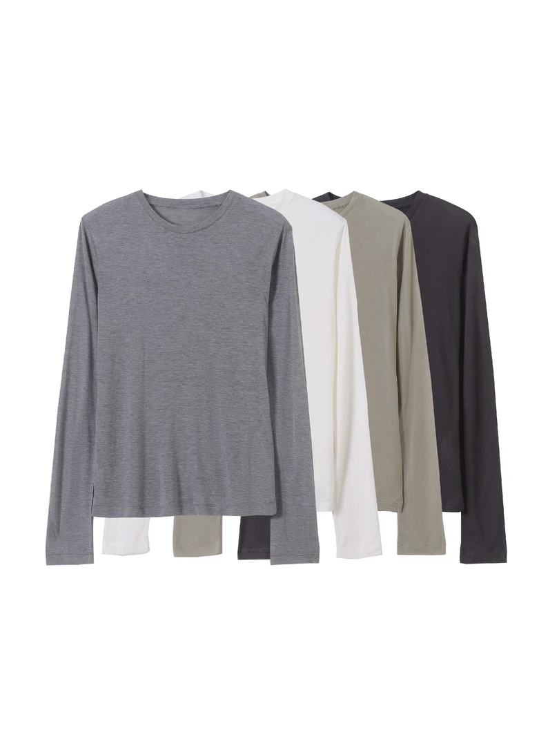 精致通勤  山羊绒莫代尔混纺裸感可叠穿长袖打底衫T恤D021502