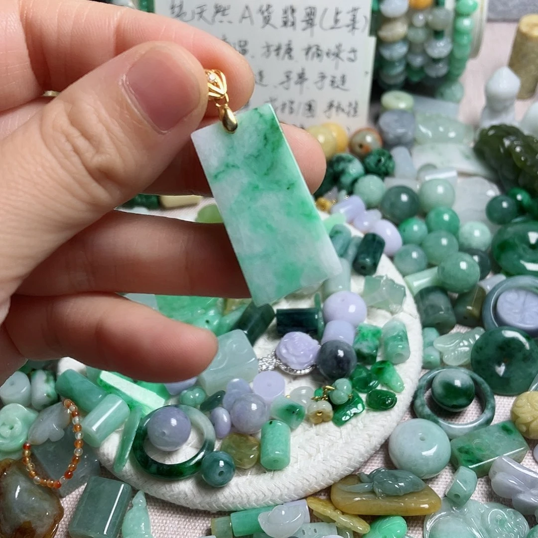 翡翠颈饰银S925镶嵌无事牌