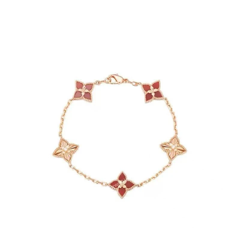 合金手链 6205~镀K金四叶草镭射手链秋冬季爆款高品质