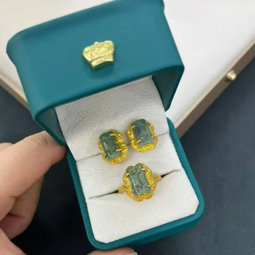 铜合金莫桑石项链 藏式风格耳环和戒指新款